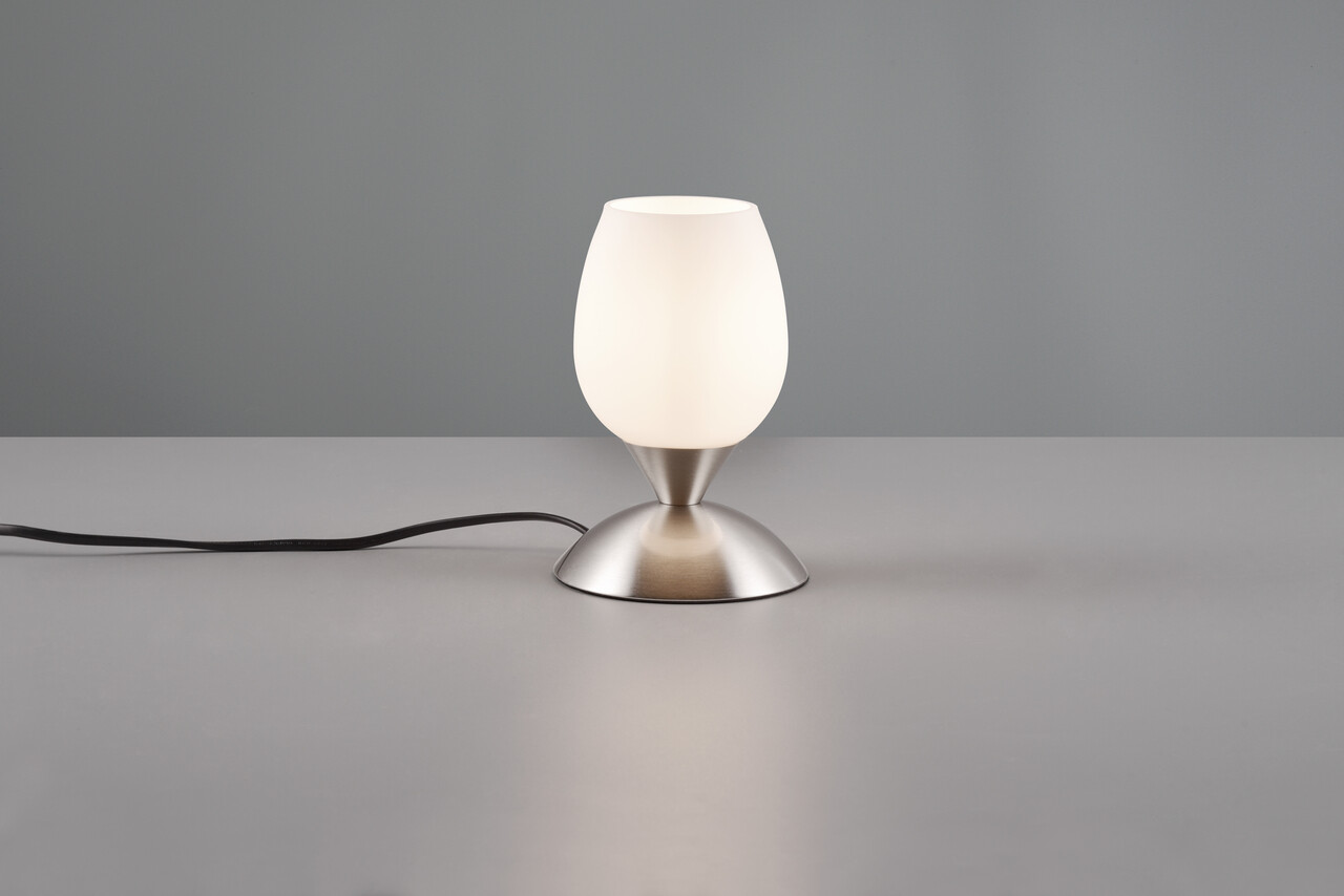 Lampa de masa Cup Ii, RL, 12x18 cm, 40W, 1x E14, metal, nichel mat/alb - imagine 4